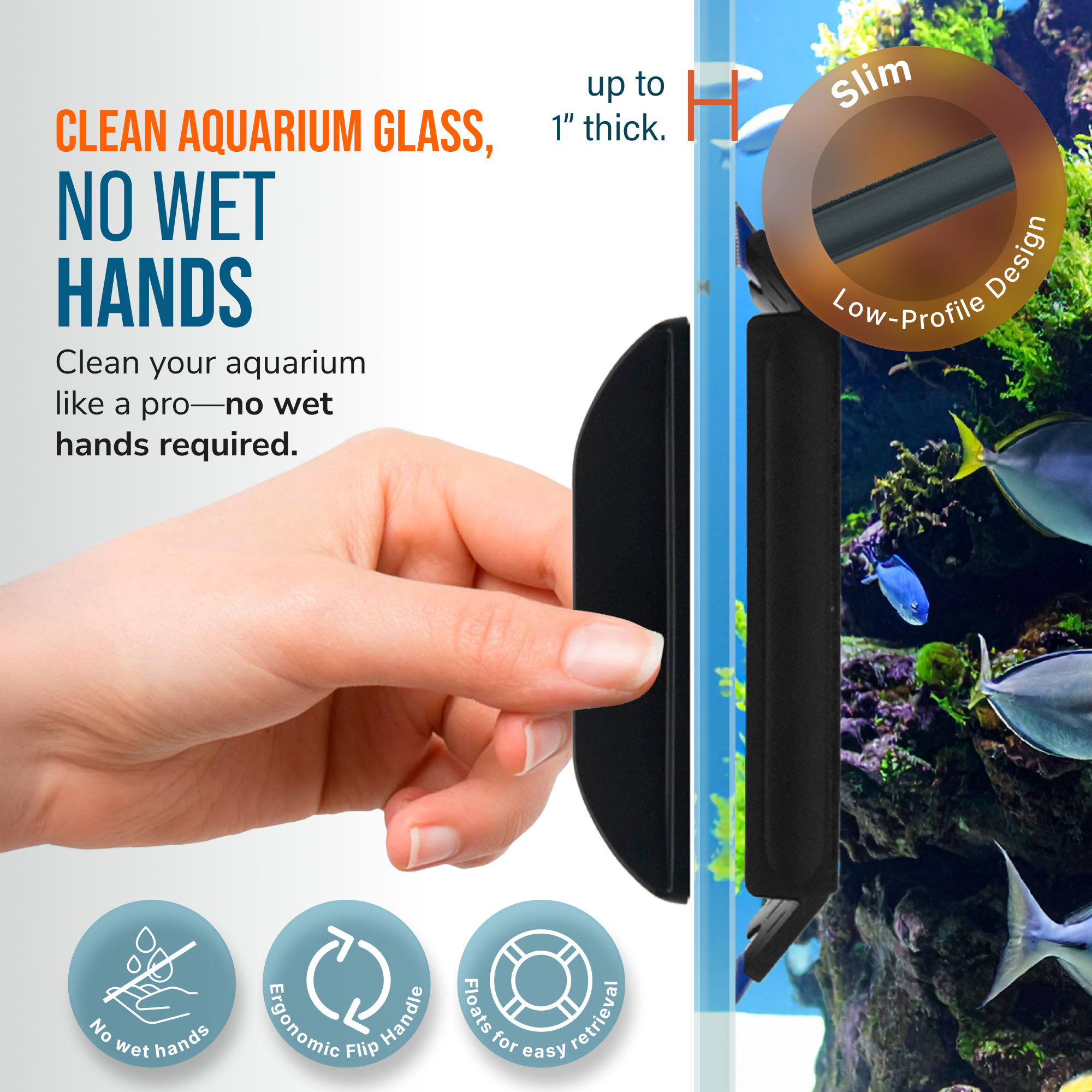 Flipper Edge 2 in 1 Floating MagneticAquarium Algae Cle Flipper Edge 2 in 1 Floating MagneticAquarium Algae Cle