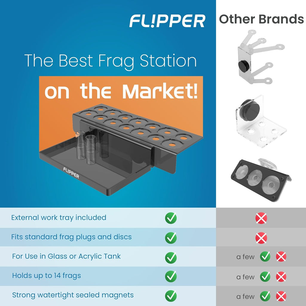 Flipper Magnetic Frag Station - Frag Rack with Removeable Shelf - Holds 14 Frags Black