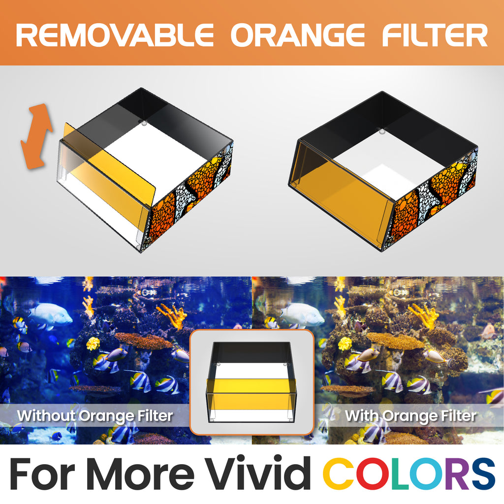 Flipper Top Down Aquarium Viewer with Removable Orange Filter